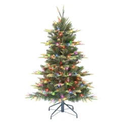 4.5' Pre-lit Aspen Fir Medium Artificial Christmas Tree, Multicolor Lights