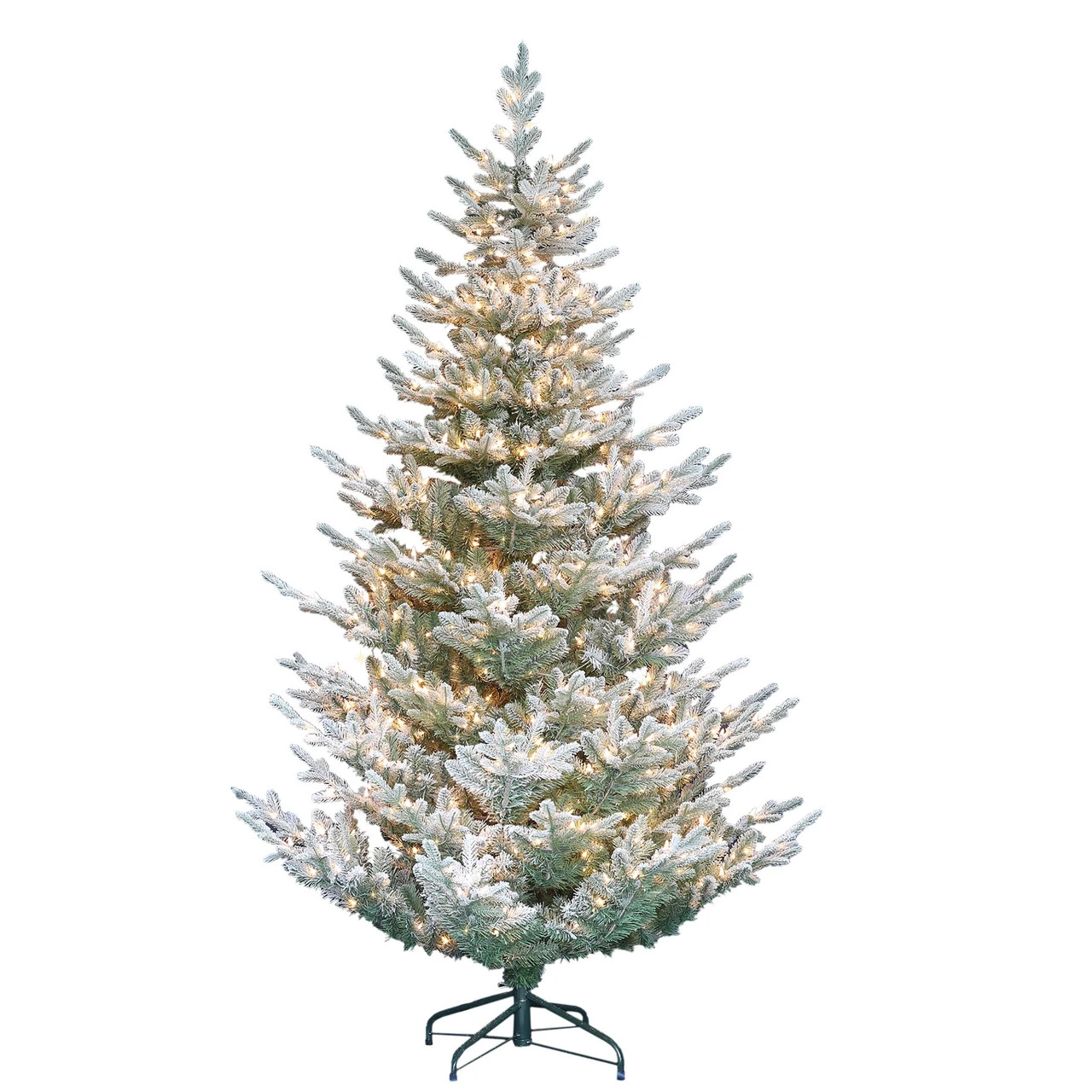 7.5' Pre-Lit Flocked Hillside Spruce Artificial Christmas Tree, Clear Lights 3 7.5' Pre-Lit Flocked Hillside Spruce Artificial Christmas Tree, Clear Lights
