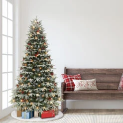 6.5' Pre-lit Flocked Halifax Fir Artificial Christmas Tree, Clear Lights -Beauty Wreaths Shop dpul hx 65c5 2 36315.1688153512