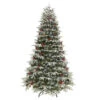 7.5' Pre-Lit Flocked Halifax Fir Artificial Christmas Tree, Clear Lights