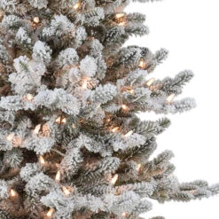 4.5' Pre-lit Flocked Downswept Douglas Fir Full Artificial Christmas Tree, Clear Lights -Beauty Wreaths Shop dpul rmddf 45qc25 2 16356.1688545008