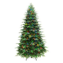 7.5’ Pre-Lit Medium Rutland Spruce Artificial Christmas Tree, Multicolor LED Lights