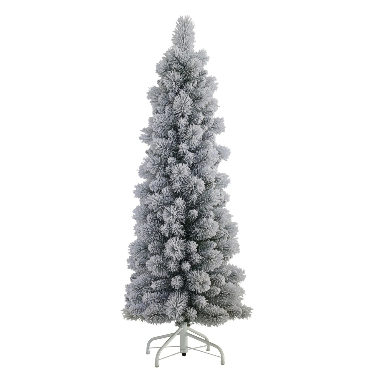 4.5' Pre-Lit Pencil Green Flocked Artificial Christmas Tree, Unlit 3 4.5' Pre-Lit Pencil Green Flocked Artificial Christmas Tree, Unlit