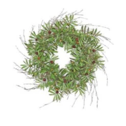 Olive And Seed Artificial Spring Wreath, Green 24-Inch