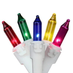 Set Of 100 Multi Mini Christmas Lights 36ft White Wire