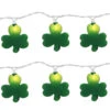 Set Of 10 Irish St. Patrick's Clover Shamrock Novelty Christmas Lights - 11 Ft White Wire