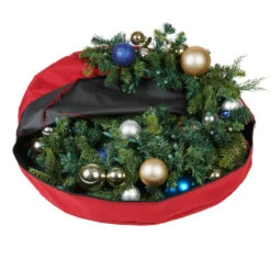 30" Red Unique Christmas Wreath Storage Bag With Direct Suspend -Beauty Wreaths Shop dvlc sb 10154 rs 3 35334.1686180048