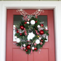 24" White Antler Unique Adjustable Christmas Wreath Hanger -Beauty Wreaths Shop dvlc v 10909 wht 008 79239.1667556990