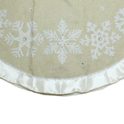 48" Gold And Silver Bordered Snowflake Christmas Tree Skirt -Beauty Wreaths Shop dyno202484774 2b 60837.1667659859