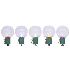 10 Multi-Color LED G40 Globe Christmas Lights - 7.5 Ft Green Wire