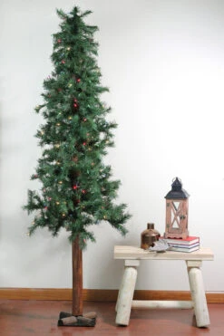 7' Pre-Lit Slim Traditional Woodland Alpine Artificial Christmas Tree - Multicolor Lights -Beauty Wreaths Shop epnekkwj242paaewvp9ur19jykxyhwse 83659.1667662369