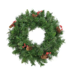 Iced Mixed Pine Berries And Pinecones Artificial Christmas Wreath - 24-Inch, Unlit