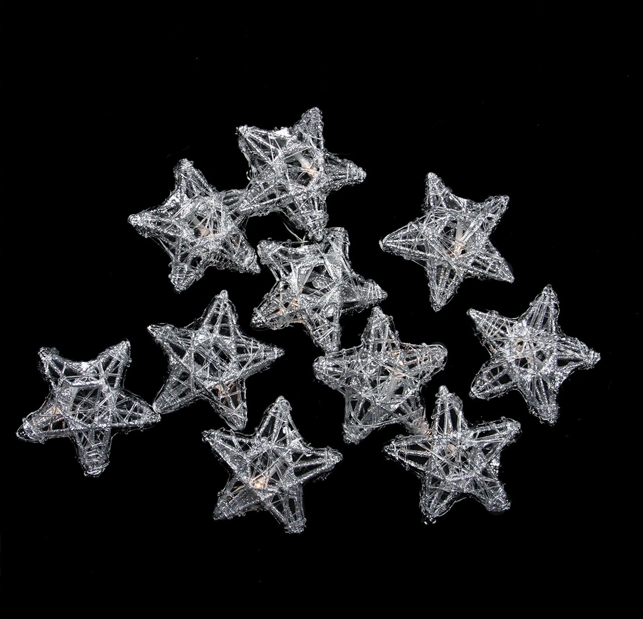 10 Battery Operated Clear LED Spun Glass Star Christmas Lights 3 10 Battery Operated Clear LED Spun Glass Star Christmas Lights