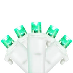 50-Count Green LED Wide Angle Christmas Lights, 16.25 Ft White Wire