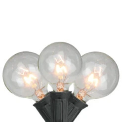 20-Count Clear G50 Globe Patio Lights, 19ft Black Wire
