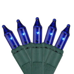 100-Count Blue Mini ConstantON Christmas Light Set, 41.2 Ft Green Wire
