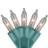 100-Count Clear Perm-O-Snap Mini Christmas Light Set, 49.3ft Green Wire
