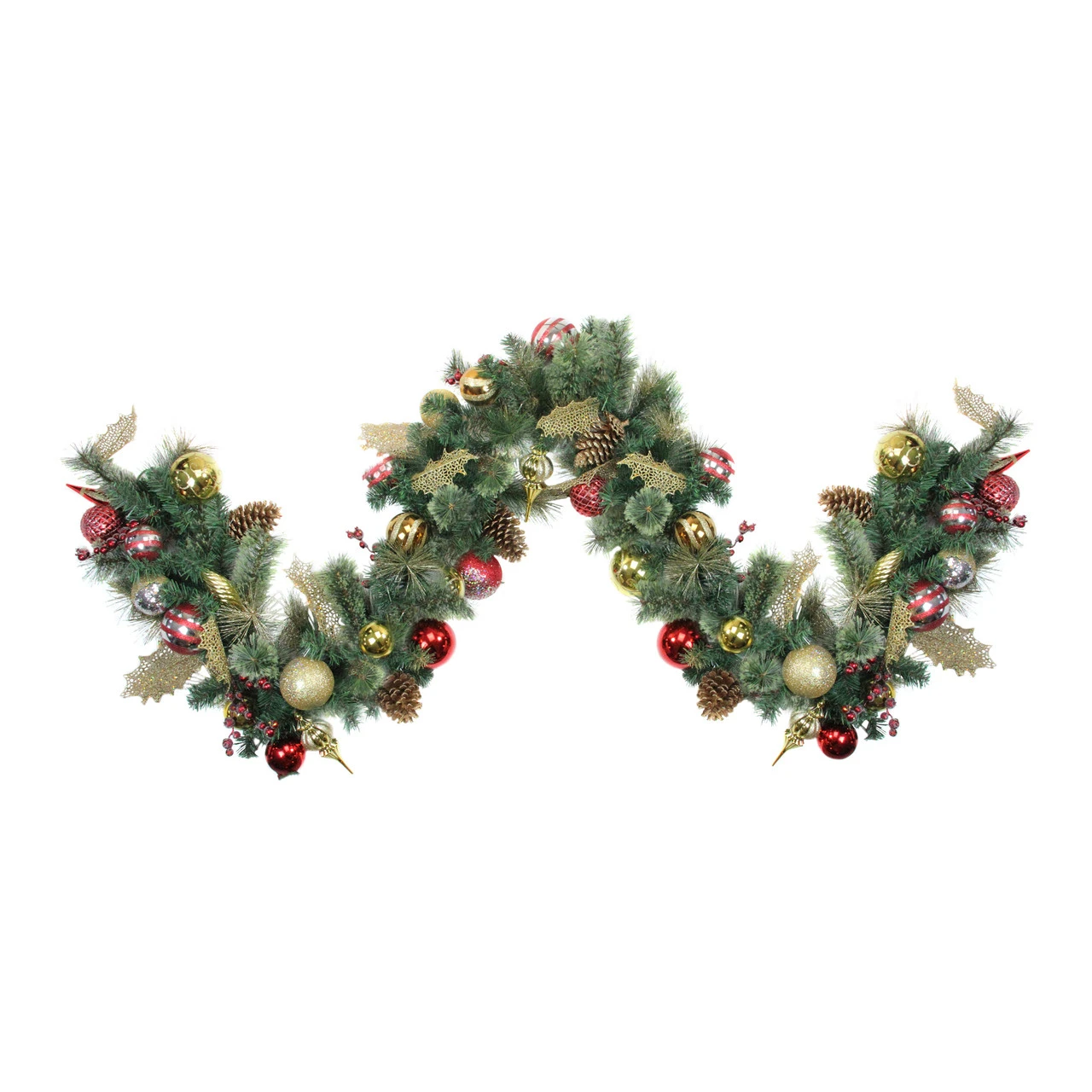9' X 16" Artificial Pine With Cranberries, Ornaments, And Pine Cones Christmas Garland – Unlit 3 9' X 16" Artificial Pine With Cranberries, Ornaments, And Pine Cones Christmas Garland – Unlit