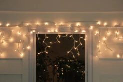 50-Count White Window Curtain Icicle Mini Christmas Light Set - 10.75 Ft White Wire -Beauty Wreaths Shop ha16038 50835.1667490075
