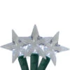25 Silver LED M5 Star Christmas Lights - 8 Ft Green Wire