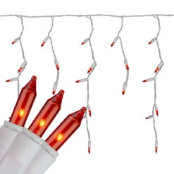 Set Of 100 Amber Orange Everglow Icicle Christmas Lights - White Wire -Beauty Wreaths Shop hofert 1762 26 4 15850.1667664453