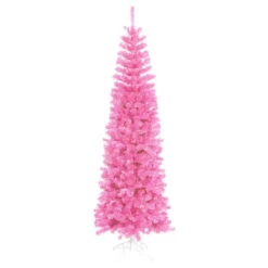 10' Pre-Lit Pencil Sparkling Artificial Christmas Tree - Pink Lights