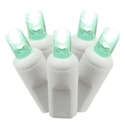 50ct Green LED Wide Angle Mini Commercial Grade Christmas Lights - 24 Ft White Wire