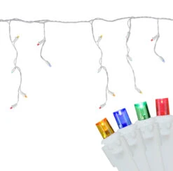 100ct Multi Color LED Wide Angle Christmas Icicle Lights, 5.5ft White Wire -Beauty Wreaths Shop iatqhuphm8vroz47su1qeuwkfaq95ibe 14397.1677276734