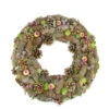 Brown Pine Cone And Fruit Glitter Artificial Christmas Wreath - 19.5-Inch, Unlit