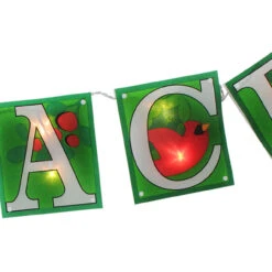 10-Count Green And Red Shimmering "PEACE" Lighted Mini Christmas Garland, 4.5ft White Wire -Beauty Wreaths Shop impact95090 87235.1667491237