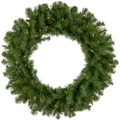 Pre-Lit LED Rockwood Pine Artificial Christmas Wreath, 24-Inch, Warm White Lights