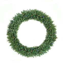 Pre-Lit Buffalo Fir Commercial Artificial Christmas Wreath - 72-Inch, Multicolor LED Lights