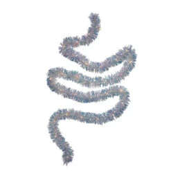 9.25' LED Lighted Iridescent Tinsel Christmas Garland, Warm White Lights