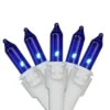 100-Count Blue Mini Christmas Light Set, 20.25ft White Wire