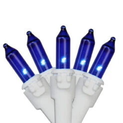 100-Count Blue Mini Christmas Light Set, 20.25ft White Wire