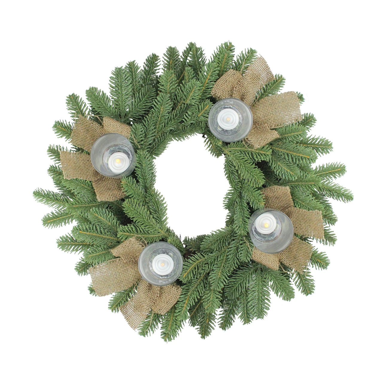Green And Brown Pine Artificial Christmas Wreath With Candle Holder - 21-Inch, Unlit 3 Green And Brown Pine Artificial Christmas Wreath With Candle Holder - 21-Inch, Unlit