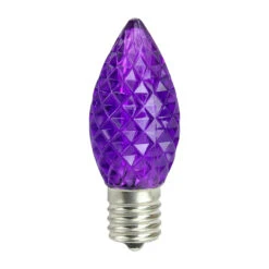 Pack Of 25 Faceted LED C9 Purple Christmas Replacement Bulbs