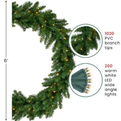 Pre-Lit Buffalo Fir Commercial Artificial Christmas Wreath, 6' - Warm White Lights -Beauty Wreaths Shop northlight z99674 info 45765.1687182091