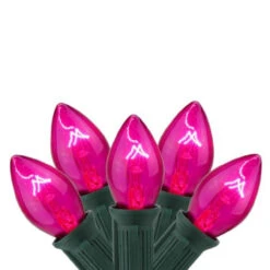 25-Count Pink Transparent C9 Mini Christmas Light Set, 24ft Green Wire -Beauty Wreaths Shop northlight20c42g8611 03 03021.1667578309