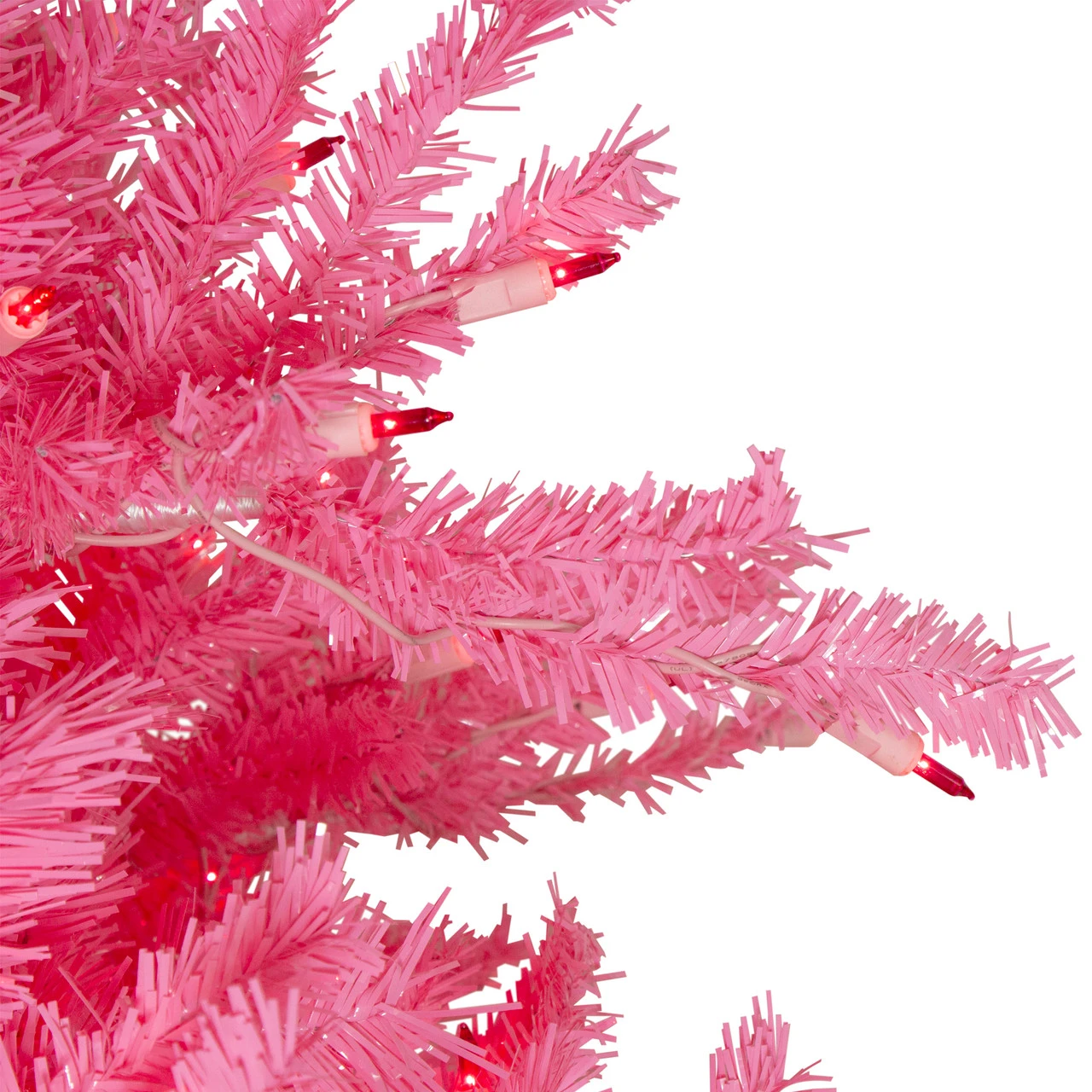7.5' Pre-Lit Pink Tinsel Slim Artificial Christmas Tree - Pink Lights 4 7.5' Pre-Lit Pink Tinsel Slim Artificial Christmas Tree - Pink Lights - Image 2