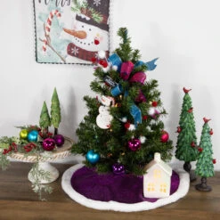 20" Magenta Glittered Mini Christmas Tree Skirt With White Fur Trim -Beauty Wreaths Shop northlight20l27920 77762.1684783290