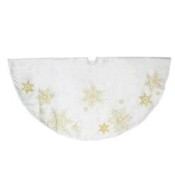 48" White With Gold Embroidered Snowflakes Christmas Tree Skirt -Beauty Wreaths Shop northlight20n90780b 90911.1667490813