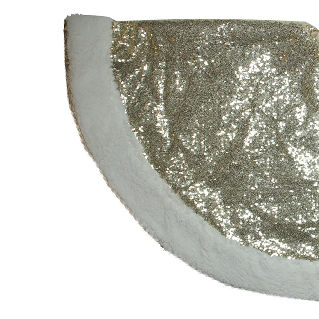 47" Gold And White Round Sherpa Border Christmas Tree Skirt 4 47" Gold And White Round Sherpa Border Christmas Tree Skirt - Image 2