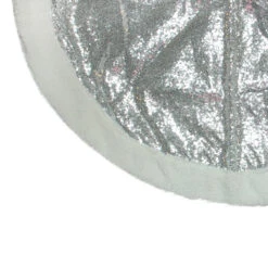 47" Silver Sequins Sherpa Border Christmas Tree Skirt -Beauty Wreaths Shop northlight20nl01809b 53027.1667575868