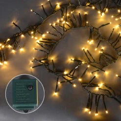 200 Warm White Multi-Function LED Cluster Christmas Lights - 5.75 Ft Green Wire -Beauty Wreaths Shop northlight 19 10104wafe 200 47640.1667620425