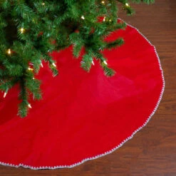 48" Red And White Shell Reversible Christmas Tree Skirt