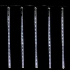 5 Transparent Dripping Icicle Snowfall Christmas Light Tubes - 13.25 Ft Clear Wire