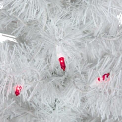 3' Pre-Lit White Iridescent Pine Slim Artificial Christmas Tree - Pink Lights -Beauty Wreaths Shop northlight b03901 03 45698.1667658036