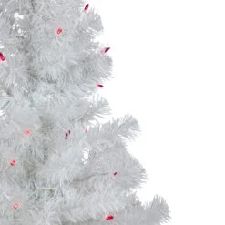 3' Pre-Lit White Iridescent Pine Slim Artificial Christmas Tree - Pink Lights -Beauty Wreaths Shop northlight b03901 2 06770.1667658036