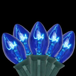 25-Count Blue C7 Christmas Light Set, 24ft Green Wire -Beauty Wreaths Shop northlight b42g8411 03 03101.1667663762